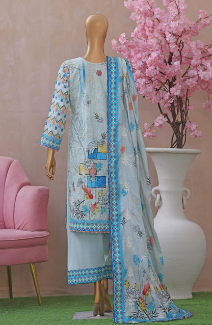 Khass By MTF Digital Printed Jhaal Embroidered Dhagakari Doria Lawn - Sky Blue