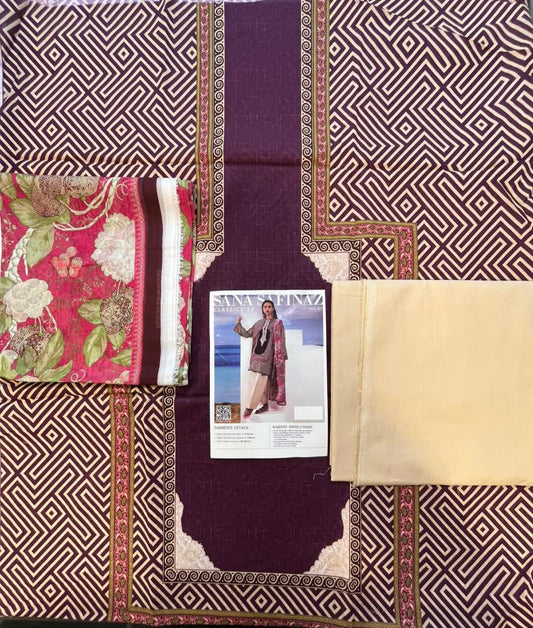 Maroon | Sana Safinaz 3pc Unstitched Lawn Suit