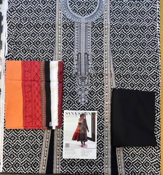 Black | Sana Safinaz 3pc Unstitched Lawn Suit