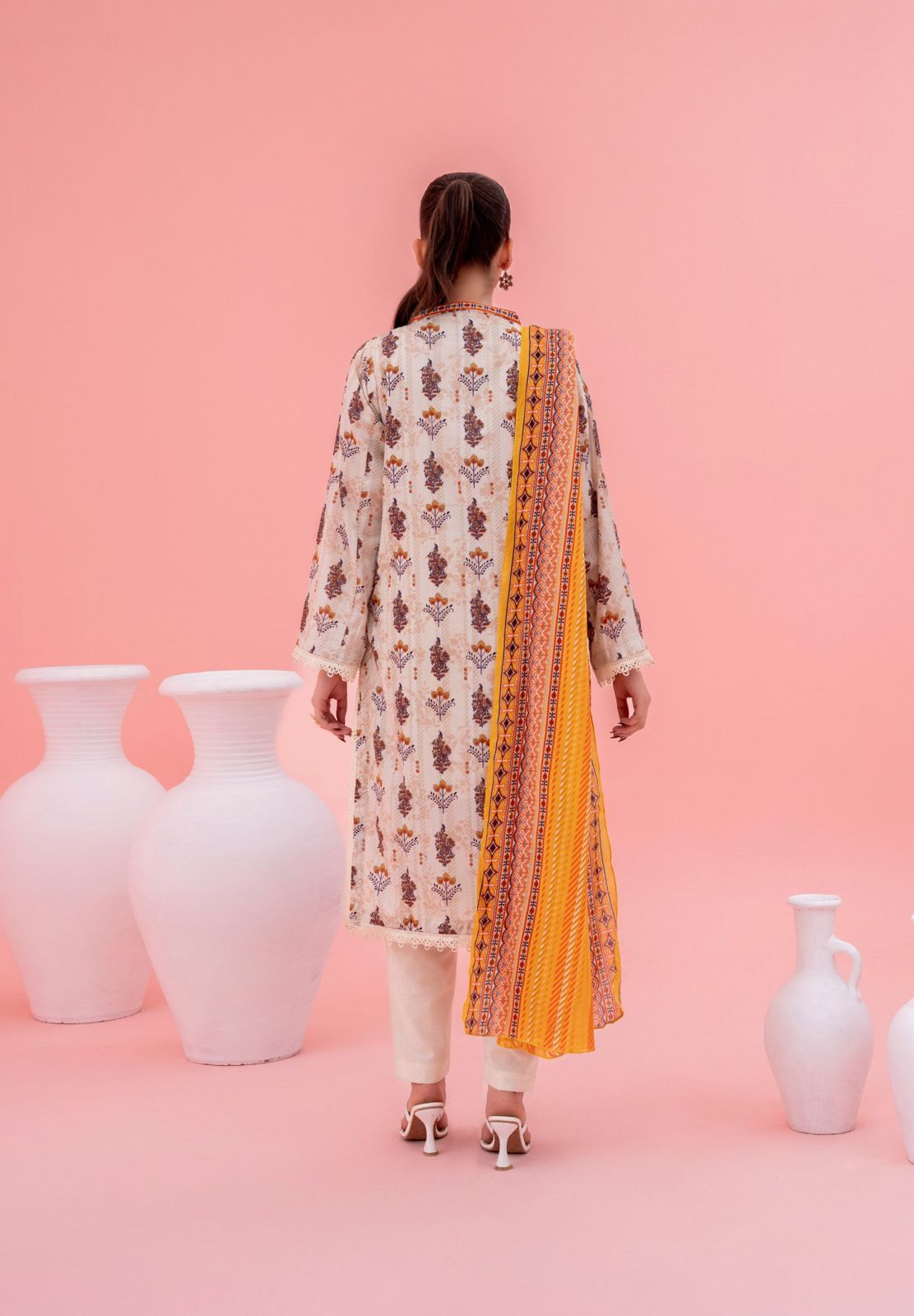 Cream | Sohaye By Diners  3pc Unstitched Lawn Suit