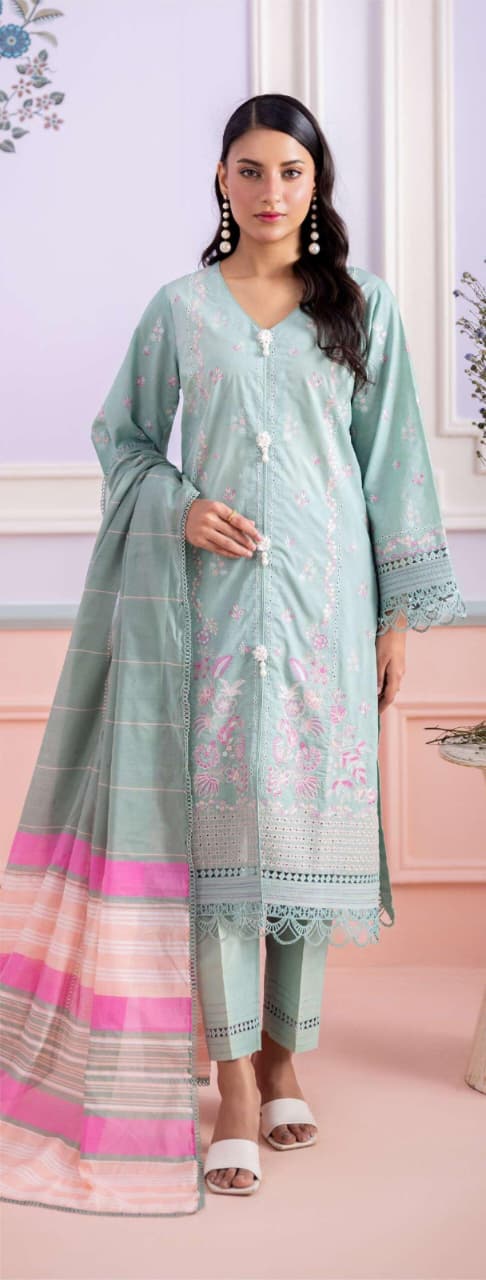 Light Green | Zellbury 3pc Unstitched Embroidered Lawn