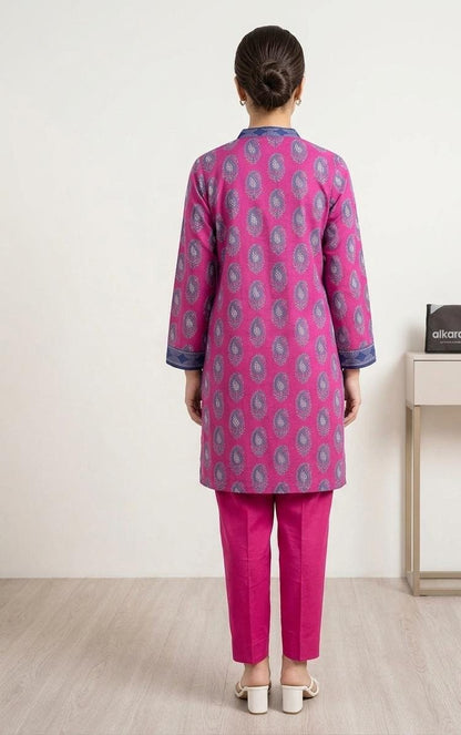 Pink - Alkaram 1pc Unstitched Lawn Shirt