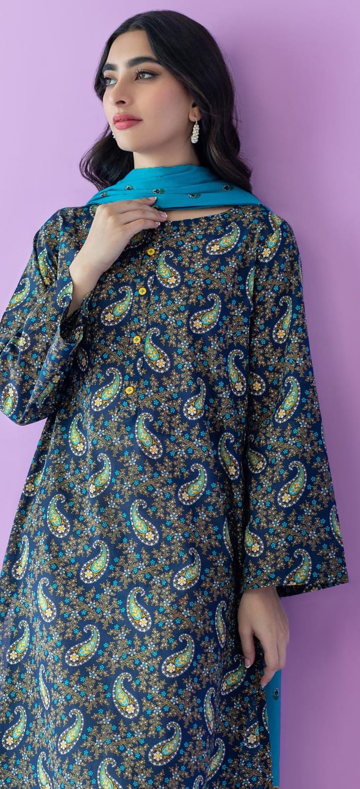 Orient 3 PIECE PRINTED LAWN SUIT- Blue (UNSTITCHED)