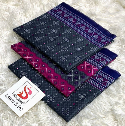 Grey - Bin Saeed 3pc Unstitched Lawn Suit