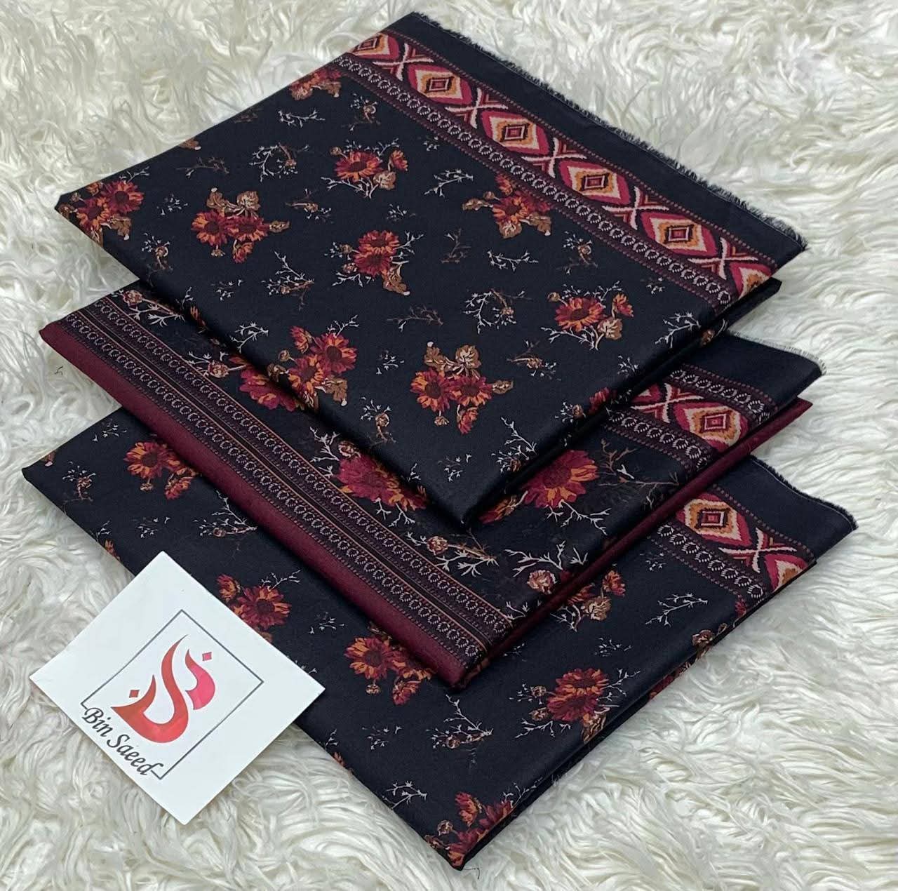 Dark Brown - Bin Saeed 3pc Unstitched Lawn Suit