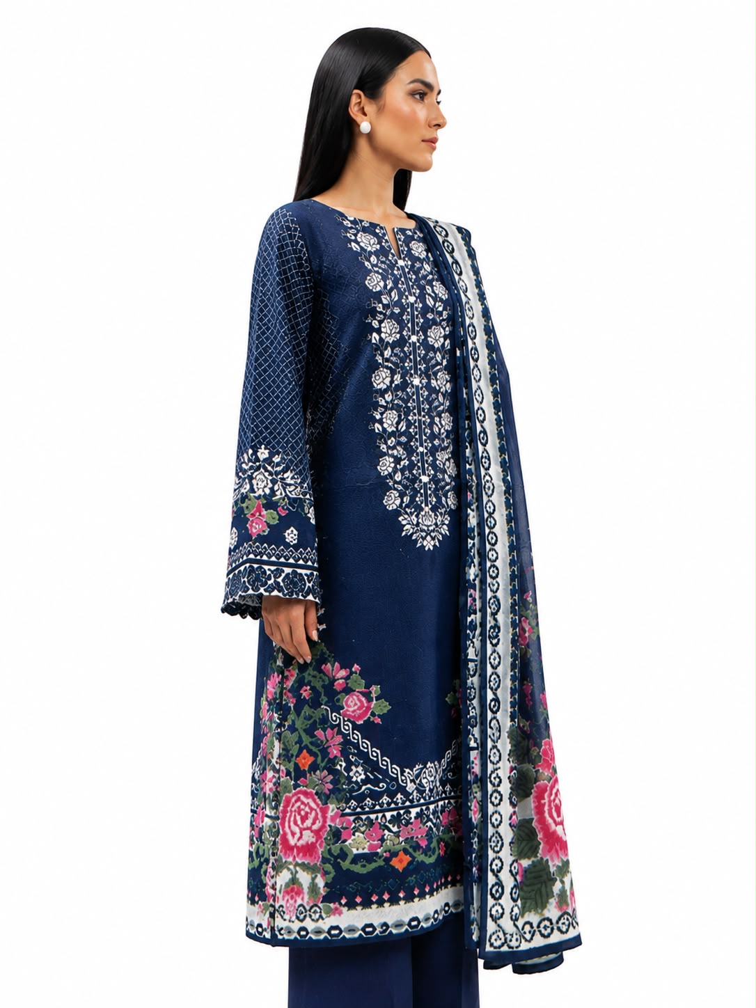 Beechtree Lawn 3pc Unstitched - Midnight Indigo