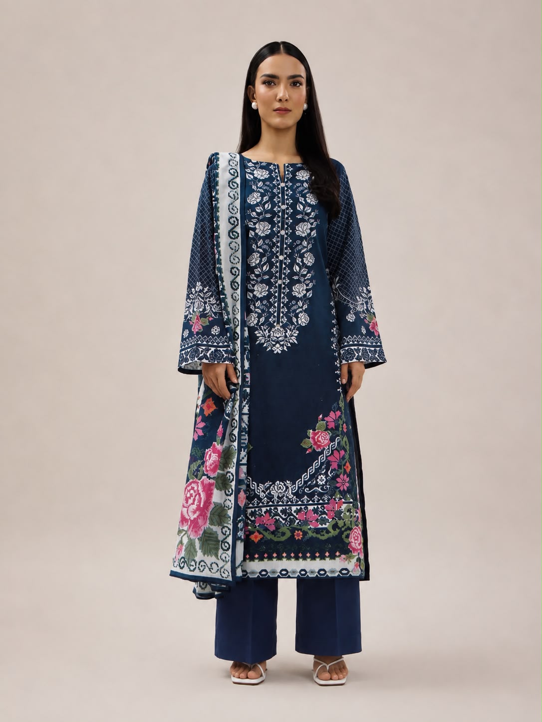Beechtree Lawn 3pc Unstitched - Midnight Indigo