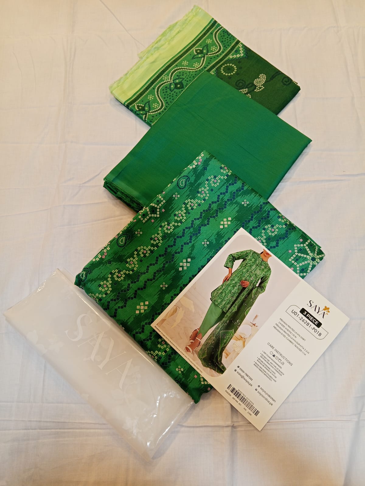 shot of the Saya Printed Lawn Suit Green