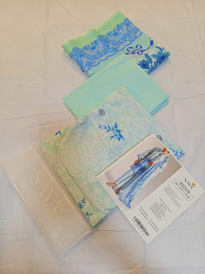 shot of the Saya Printed Lawn Suit Seafoam