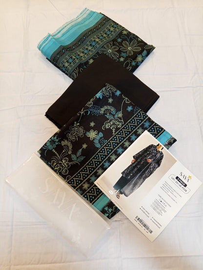 shot of the Saya Printed Lawn Suit Black
