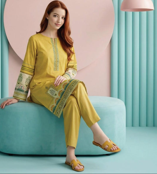 shot of the Salina Mid Summer Cotton Suit Lemon Yellow