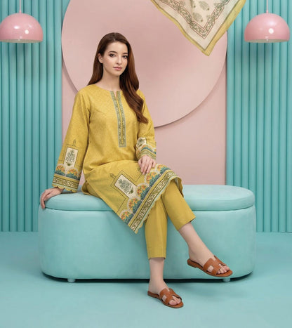 shot of the Salina Mid Summer Cotton Suit Lemon Yellow