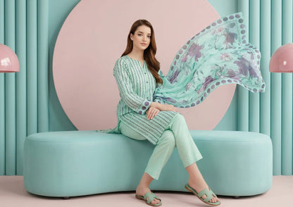 shot of the Salina Mid Summer Cotton Suit Mint Green