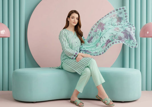 shot of the Salina Mid Summer Cotton Suit Mint Green
