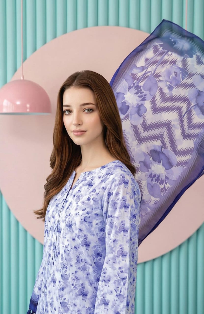 shot of the Salina Mid Summer Cotton Suit Lavender