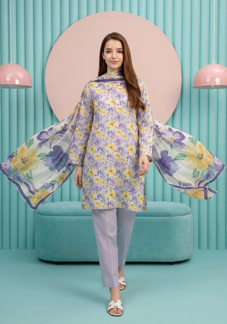 shot of the Salina Mid Summer Cotton Suit Pastel Lilac
