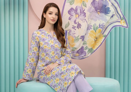 shot of the Salina Mid Summer Cotton Suit Pastel Lilac