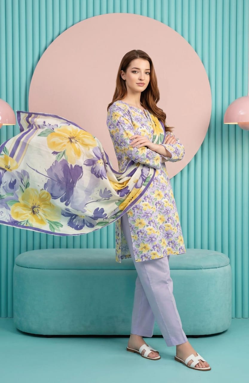 shot of the Salina Mid Summer Cotton Suit Pastel Lilac