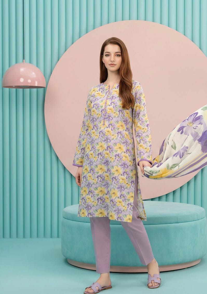 shot of the Salina Mid Summer Cotton Suit Pastel Lilac