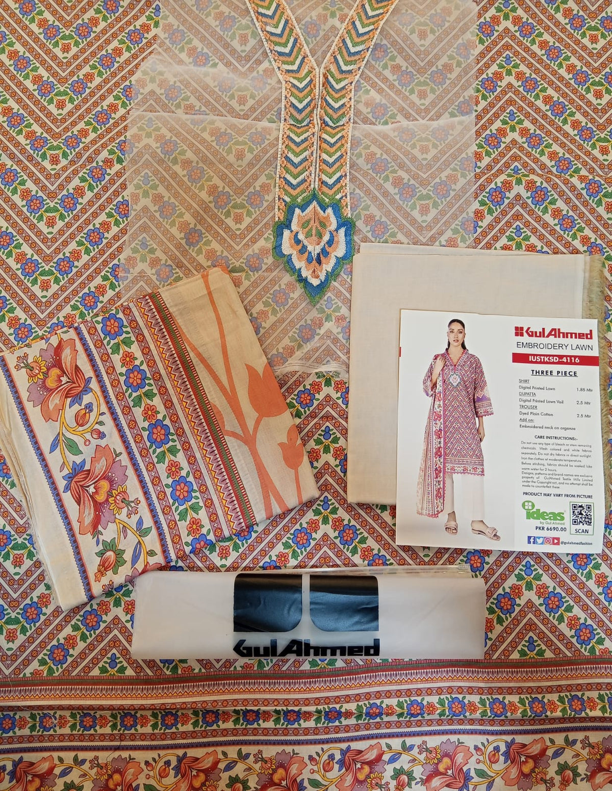 shot of the Gul Ahmed Embroidered Lawn Suit