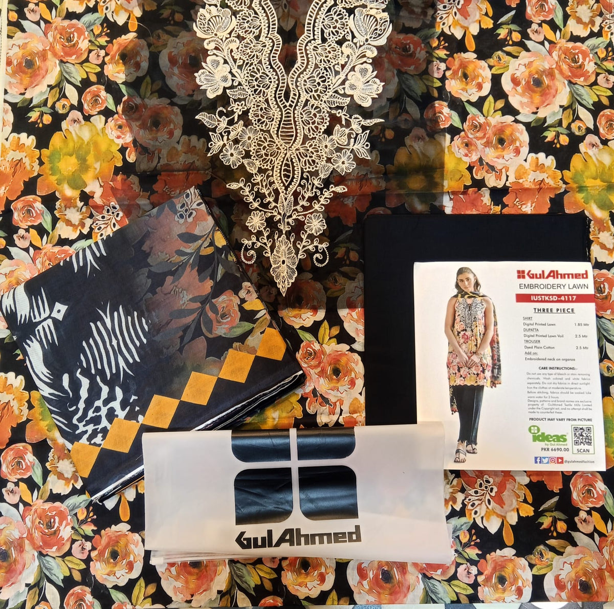 shot of the Gul Ahmed Embroidered Lawn Suit