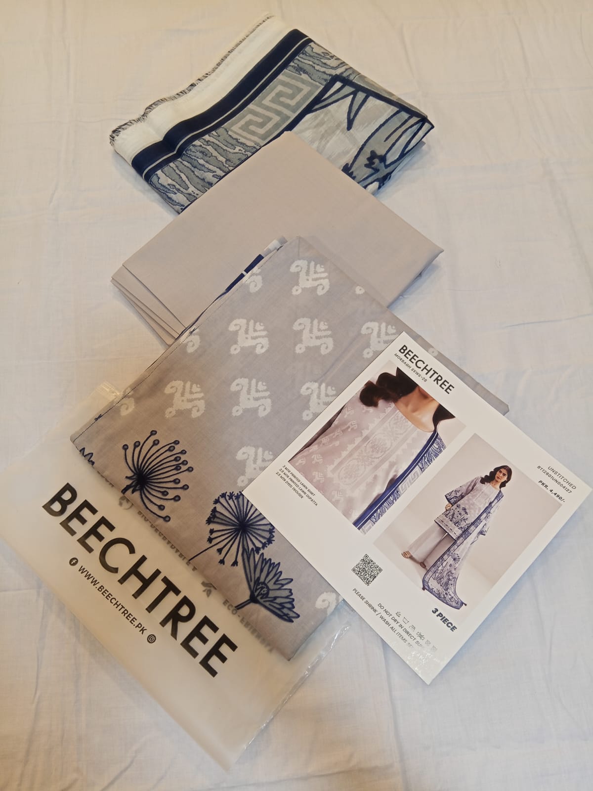 Beechtree Lawn 3pc Unstitched - Slate Grey
