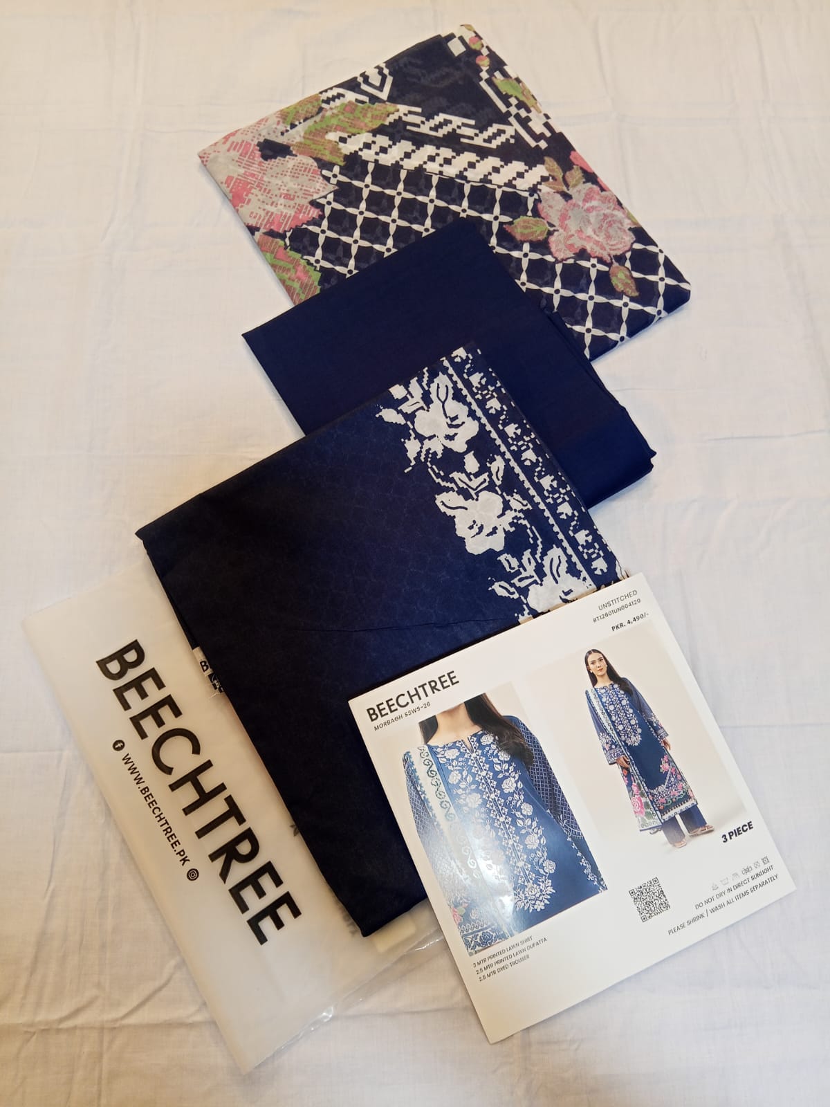 Beechtree Lawn 3pc Unstitched - Midnight Indigo