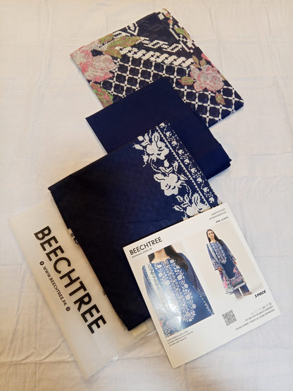 Beechtree Lawn 3pc Unstitched - Midnight Indigo