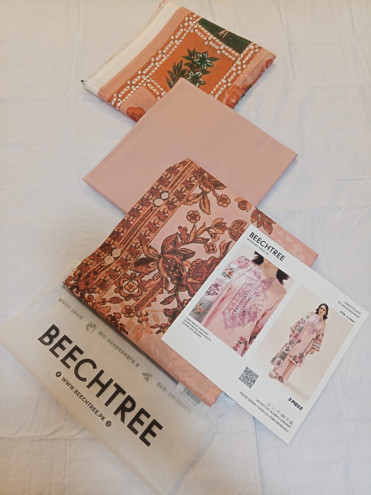 Beechtree Lawn 3pc Unstitched - Muted Rose