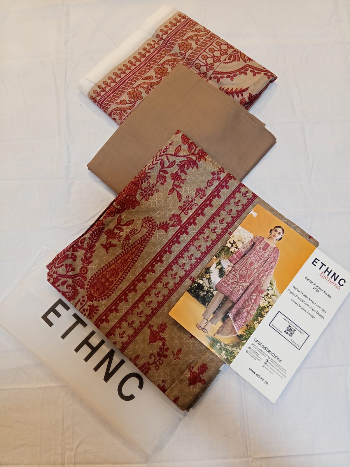 ETHNC Lawn 3pc Unstitched – Muted Taupe