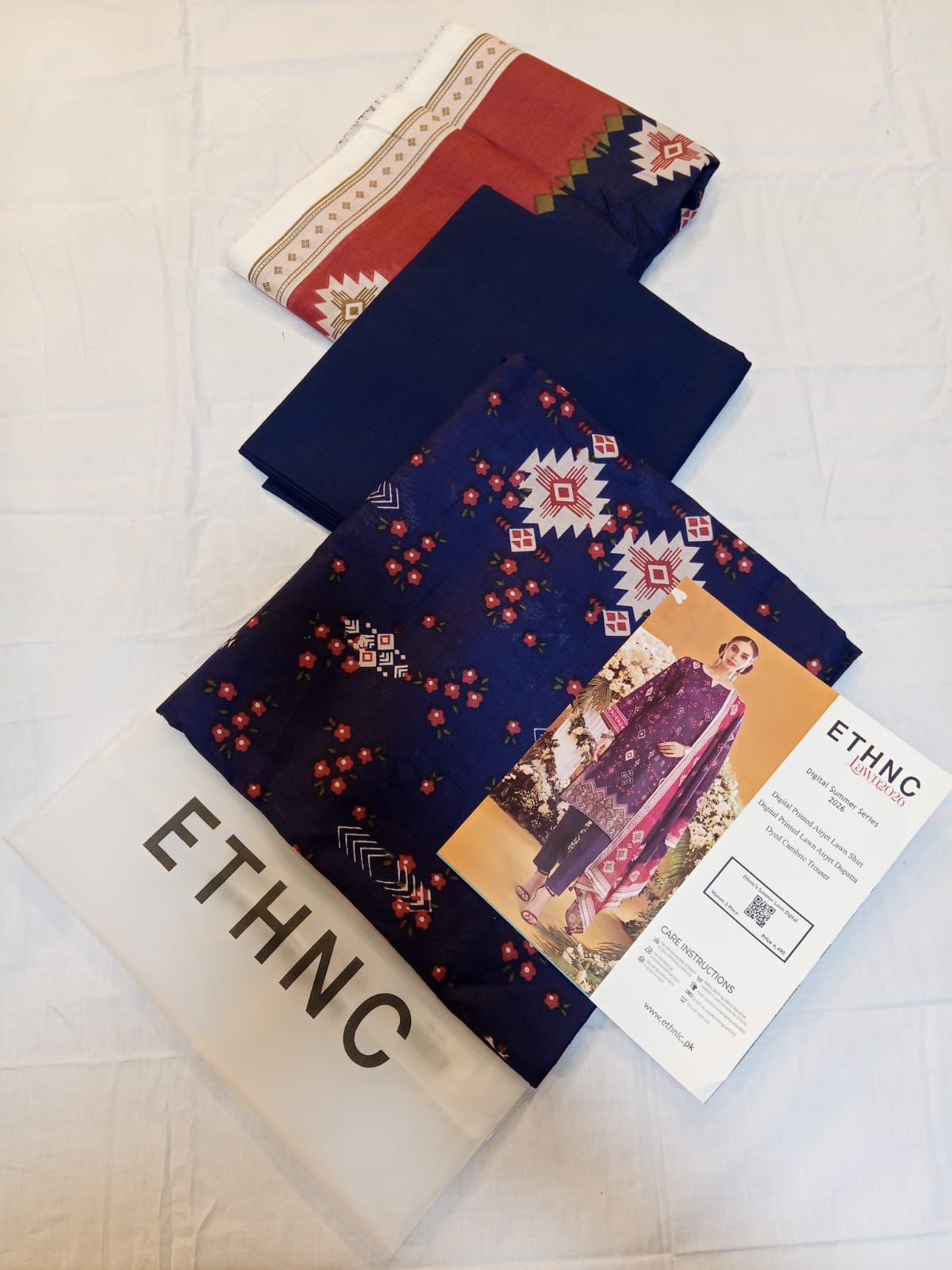 ETHNC Lawn 3pc Unstitched – Midnight Cobalt
