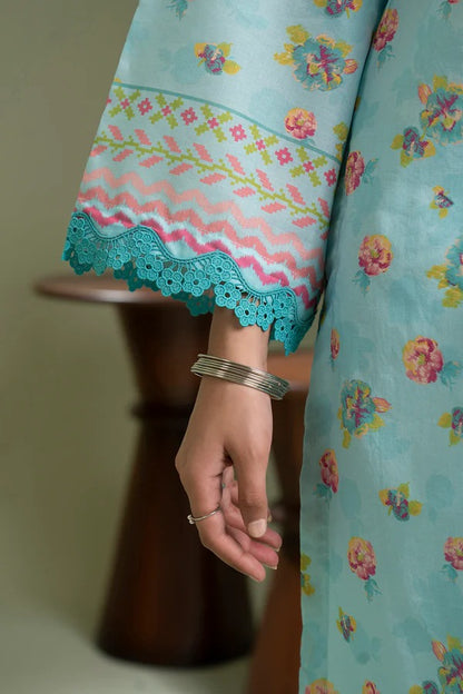 Sky Blue Zellbury 3pc Unstitched Lawn Suit – Stylish Pakistani Lawn Outfit 2025