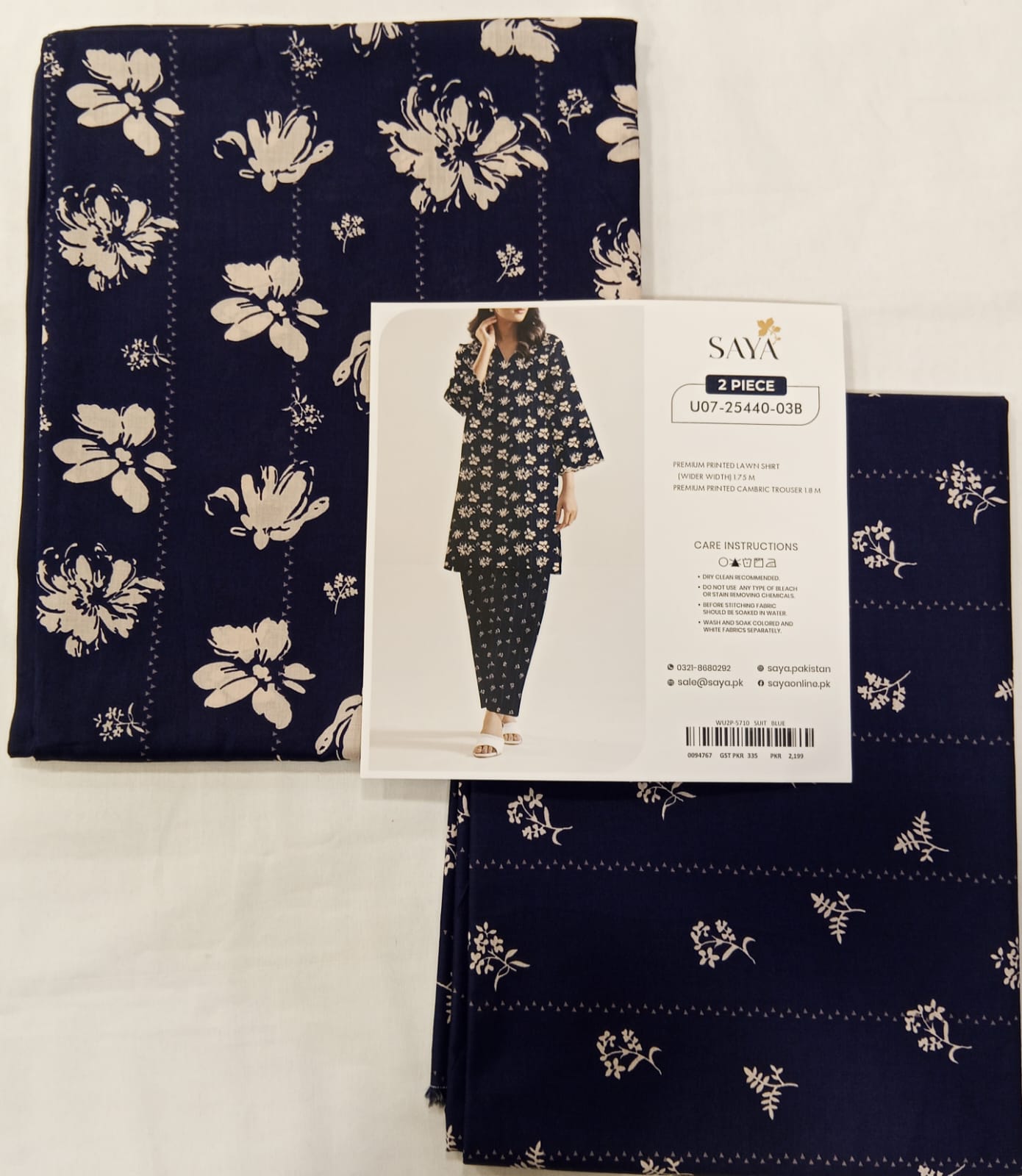 Blue | Saya 2PC Unstitched Lawn Suit