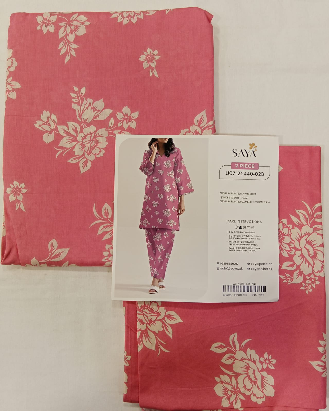 Pink | Saya 2PC Unstitched Lawn Suit
