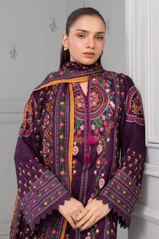 Magenta Zellbury 3pc Unstitched Lawn Suit – Stylish Pakistani Lawn Outfit 2025