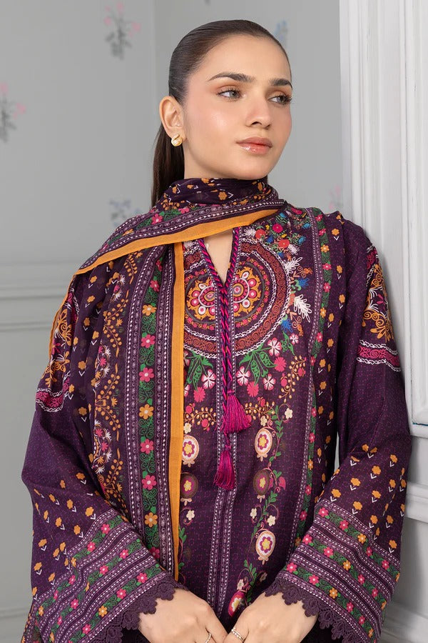 Magenta Zellbury 3pc Unstitched Lawn Suit – Stylish Pakistani Lawn Outfit 2025