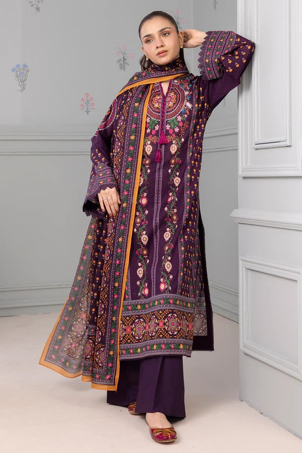 Magenta Zellbury 3pc Unstitched Lawn Suit – Stylish Pakistani Lawn Outfit 2025