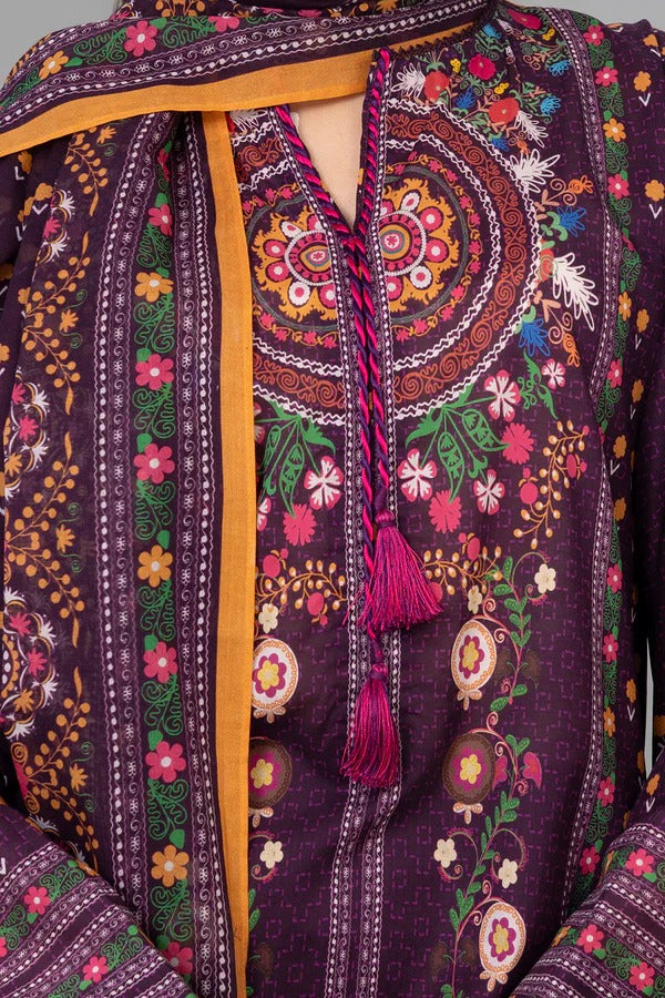 Magenta Zellbury 3pc Unstitched Lawn Suit – Stylish Pakistani Lawn Outfit 2025