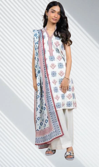 Off White | Al-Karam 3pc Unstitched Lawn Suit