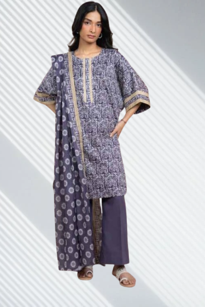 Purple | Al-Karam 3pc Unstitched Lawn Suit