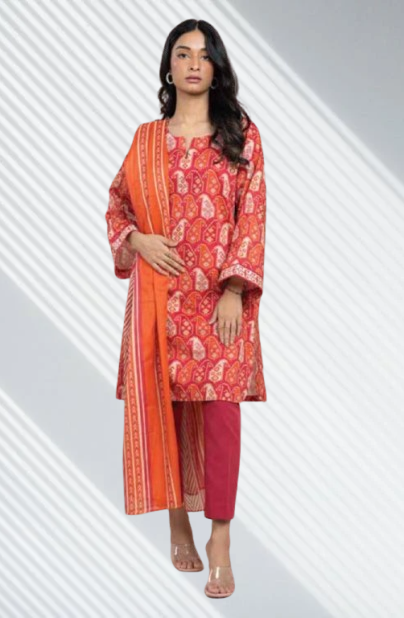 Pink | Al-Karam 3pc Unstitched Lawn Suit