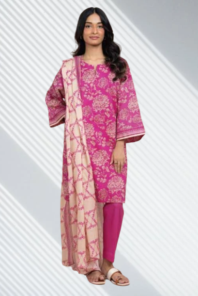Pink | Al-Karam 3pc Unstitched Lawn Suit