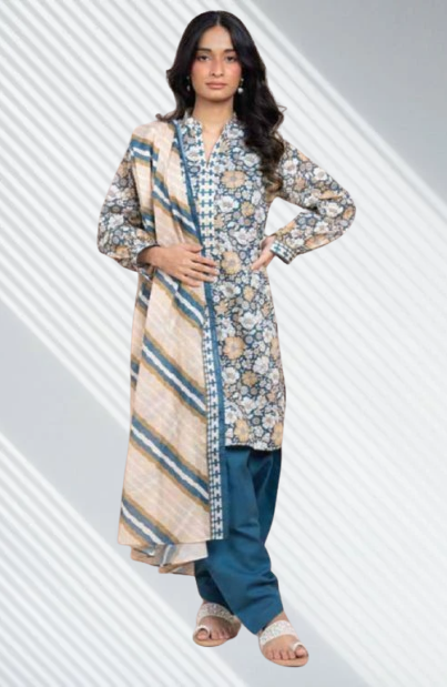 Blue | Al-Karam 3pc Unstitched Lawn Suit