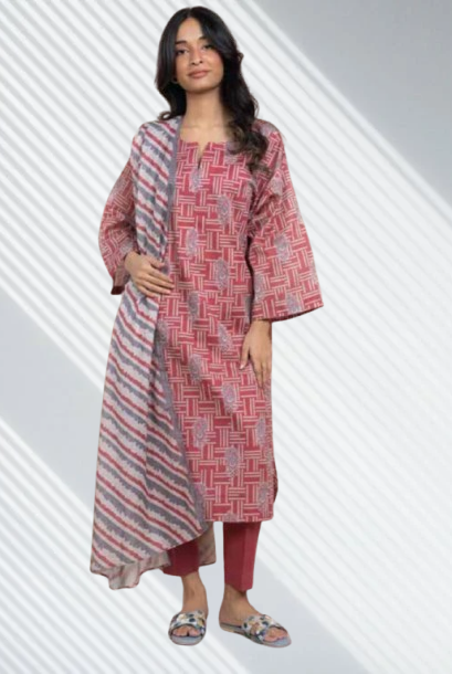 Peach | Al-Karam 3pc Unstitched Lawn Suit