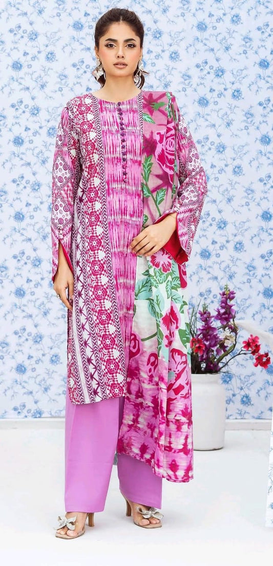 Pink | Moonlight by GJ 3pc Unstitched  Lawn Collection