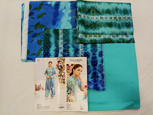 Turquoise Blue | Moonlight by GJ 3pc Unstitched  Lawn Collection