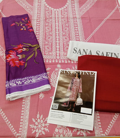 Flamingo Pink| Sana Safinaz 3pc Unstitched Lawn Suit