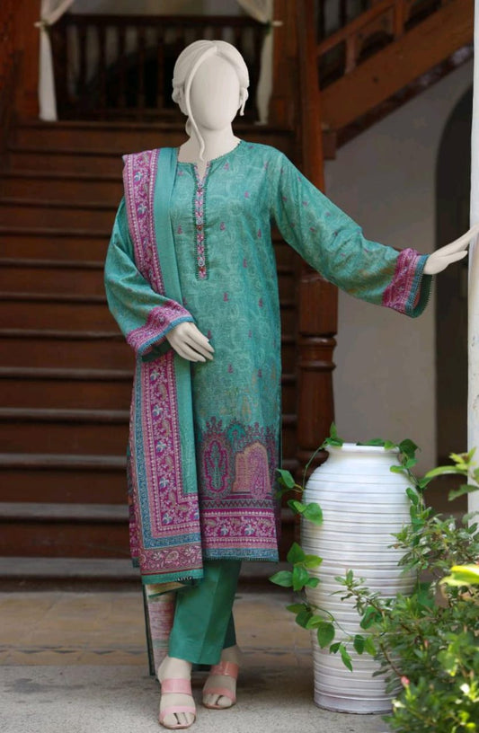 Green | Mtj-Tariq Jamil 3pc Unstitched Khaddar Suit