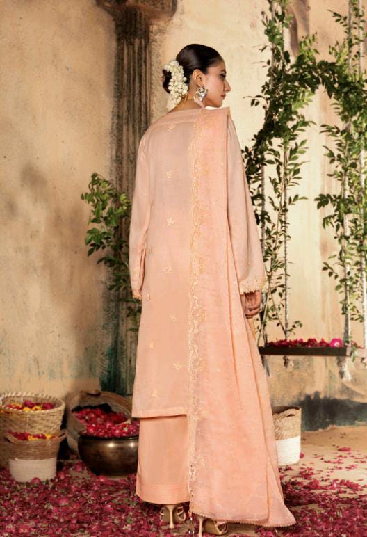 Kaari Noir Luxury Chikankari 3 Piece | Peach