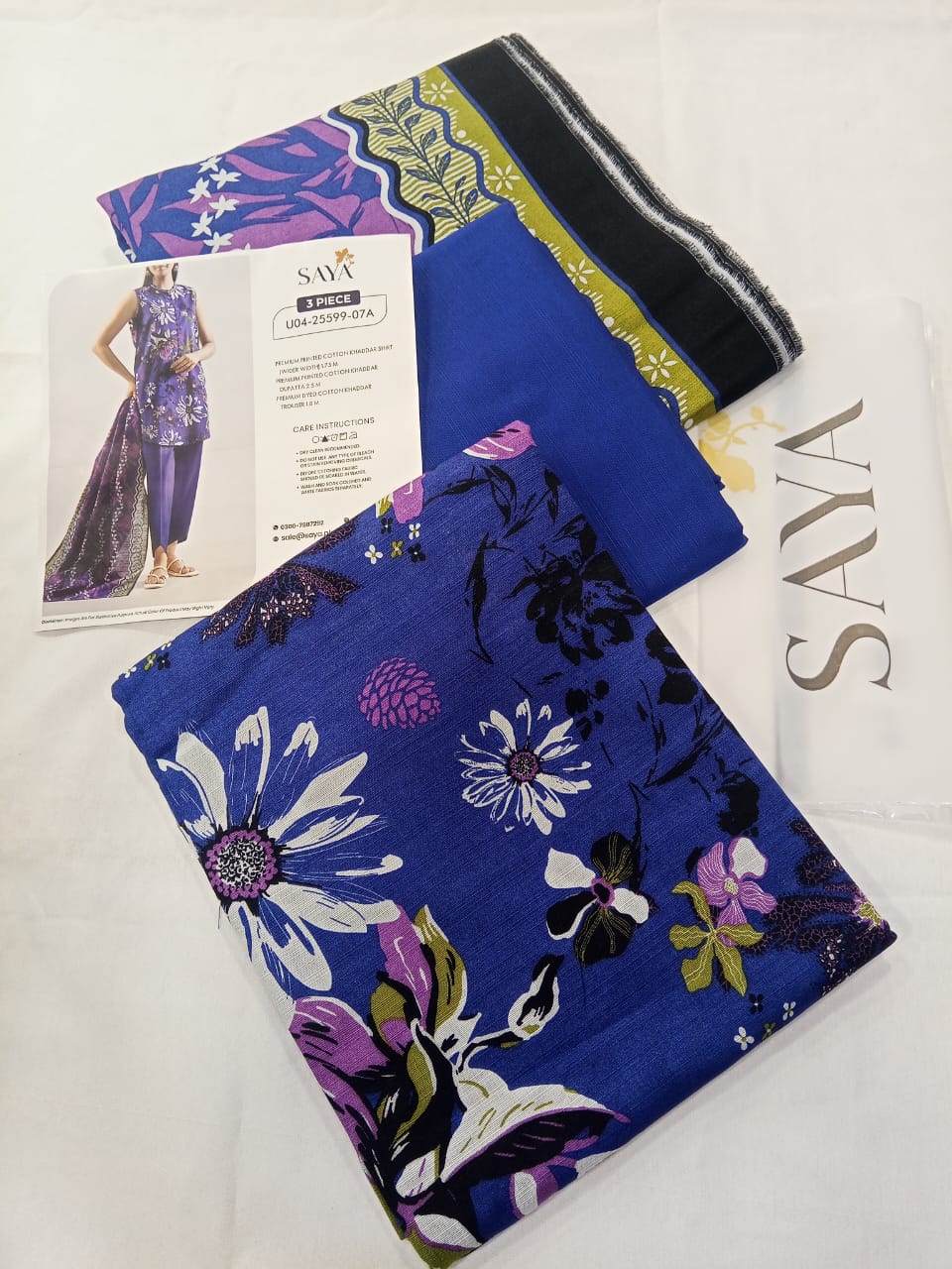 Saya 3pc Unstitched Khaddar Suit | Blue